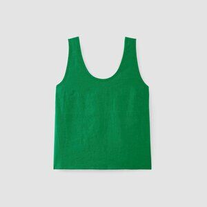 Everlane Women's Scoop Tank in Linen in Grass Green, Size 4